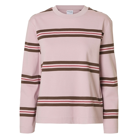 Selected Femme SlfBoxy-Luma LS O-Neck Tee Bleached Mauve/Anemone