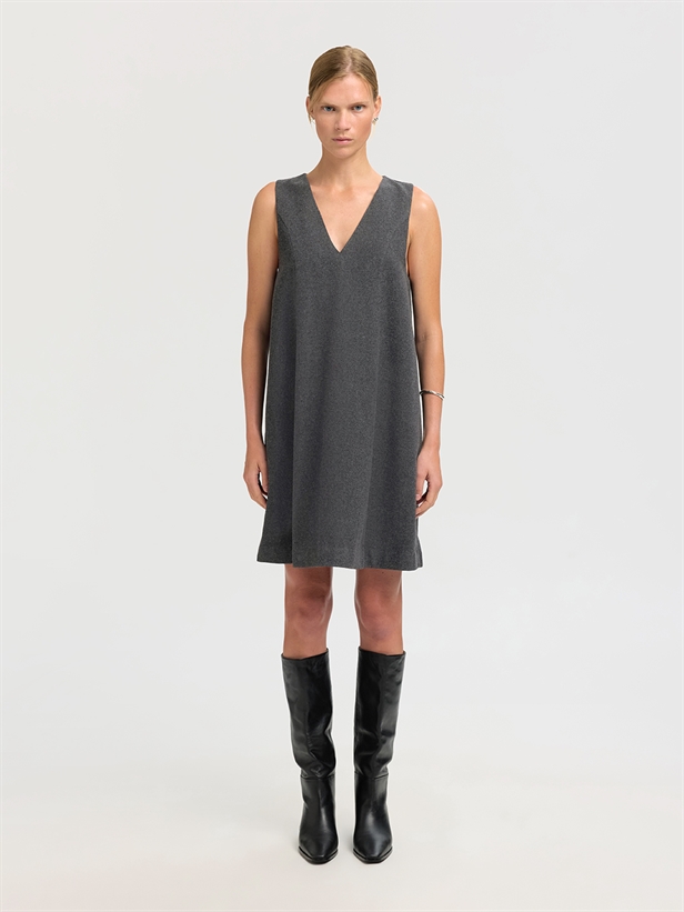Selected Femme SlfMercy Regular SL Short Wool Dress Dark Grey Melange