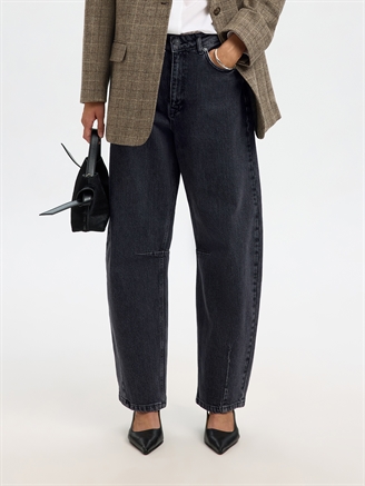 Selected Femme SlfLoose Barrel Ane-Kori MW Jeans Medium Grey Denim