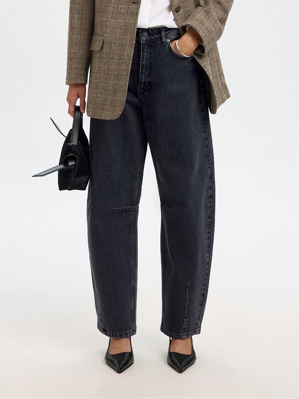 Selected Femme SlfLoose Barrel Ane-Kori MW Jeans Medium Grey Denim