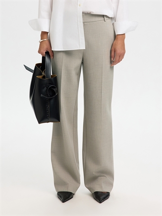 Selected Femme SlfRita MW Wide Pant Melange Island Fossil