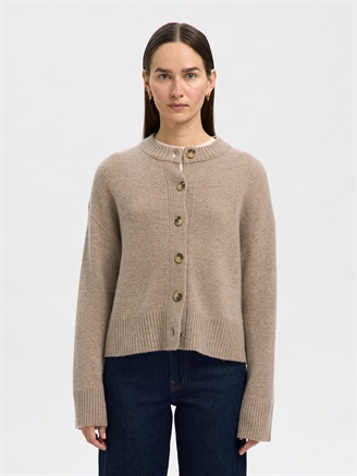 Selected Femme SlfCille Cashmere Blend Cardigan Irish Cream