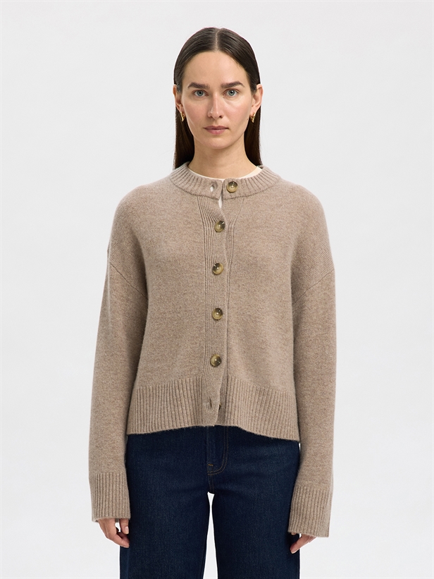 Selected Femme SlfCille Cashmere Blend Cardigan Irish Cream