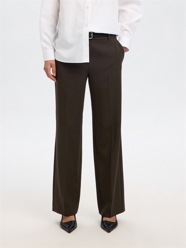 Selected Femme SlfRita MW Wide Pant Melange Delicioso