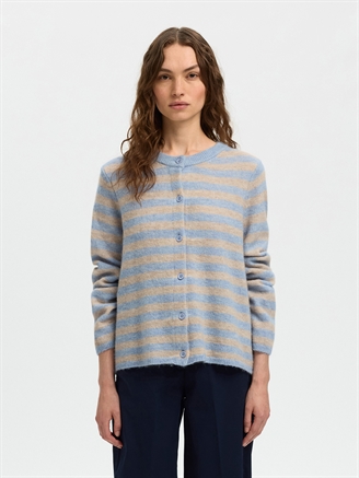 Selected Femme SlfLulu New LS Knit Cardigan Cashmere Blue Stripe