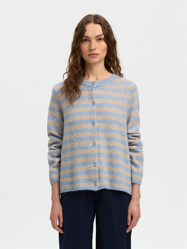 Selected Femme SlfLulu New LS Knit Cardigan Cashmere Blue Stripe