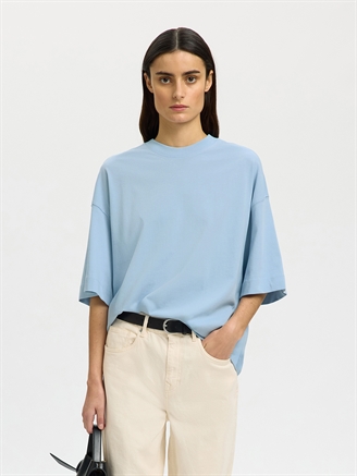Selected Femme SlwColwoman 2/4 Oversized Tee Cashmere Blue