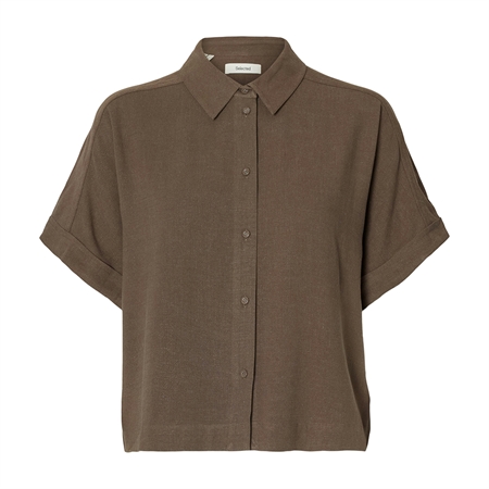Selected Femme SlwViva SS Cropped Sun Shirt Chocolate Chip