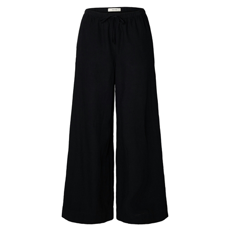 Selected Femme SlwLuisa MW Wide Linen Blend Pant Black