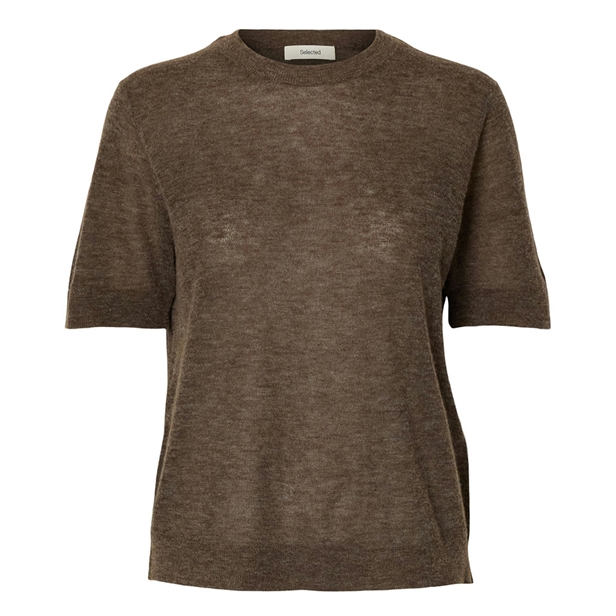 Selected Femme SlwShirley 2/4 Knit O-Neck Chocolate Chip