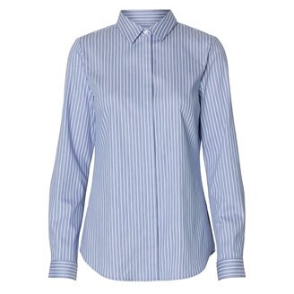 Selected Femme SlfRomie LS Striped Fitted Shirt Dusty Blue Stripes Bright White