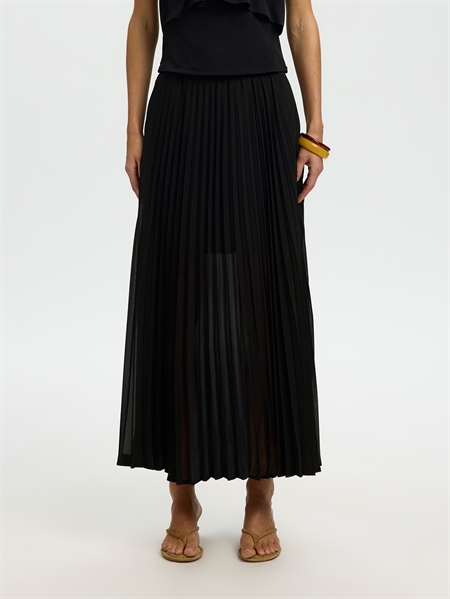 Selected Femme SlfMillie HW Ankle Plisse Skirt Black