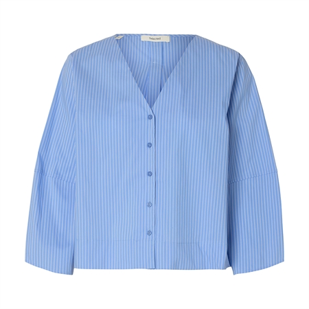 Selected Femme SlfBea 3/4 V Neck Shirt Dusty Blue