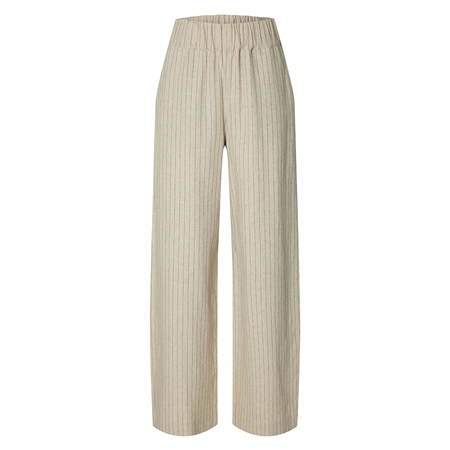 Selected Femme SlfMariam MW Wide Linen Blend Pant Nature Stripes