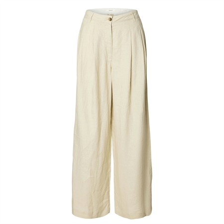 Selected Femme SlfExtra Wide Magna MW Linen Pant Oatmeal