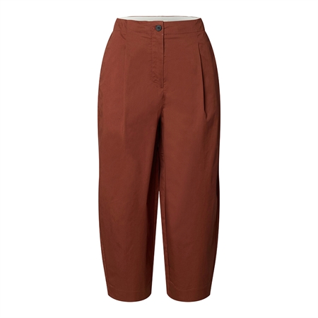 Selected Femme SlfBarrel Carmen HW Cropped Pant Mahogany