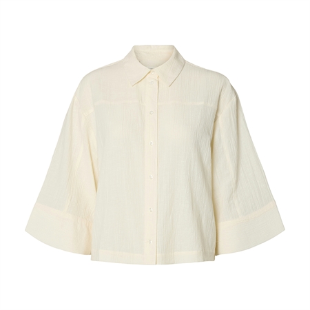 Selected Femme SlfFinnie Relaxed 3/4 Sun Shirt Egret