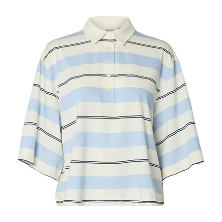 Selected Femme SlfRelaxed Mellie 2/4 Polo Egret Stripes