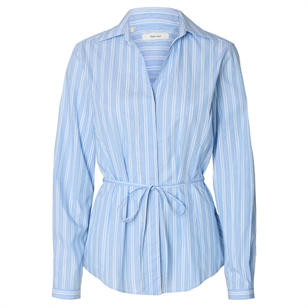 Selected Femme SlfHelga Regular LS Tie Shirt Cashmere Blue