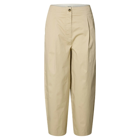 Selected Femme SlfBarrel Carmen HW Cropped Pant White Pepper