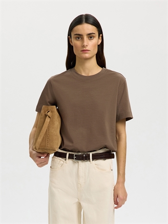 Selected Femme SlwEssential SS Boxy Tee Chocolate Chip