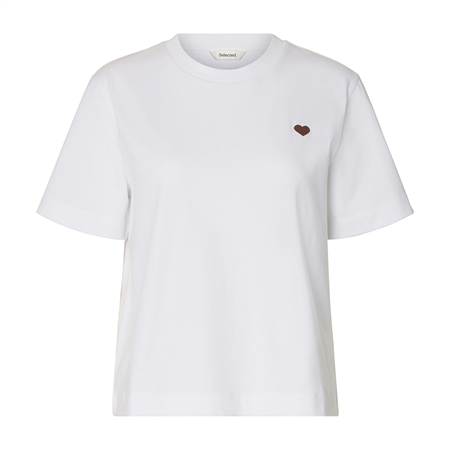 Selected Femme SlfElla SS EMB Boxy Tee FT Brown Heart