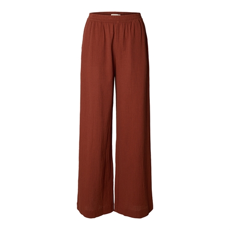 Selected Femme SlfFinnie MW Wide Sun Pant Cherry Mahogany
