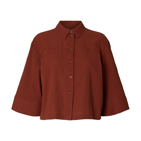 Selected Femme SlfFinnie Relaxed 3/4 Sun Shirt Cherry Mahogany