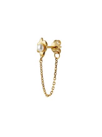 Stine A Shelly Pearl Earring with Chain Guld