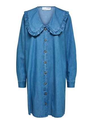Selected Femme SlfAlly LS V-Neck Dress Medium Blue Denim