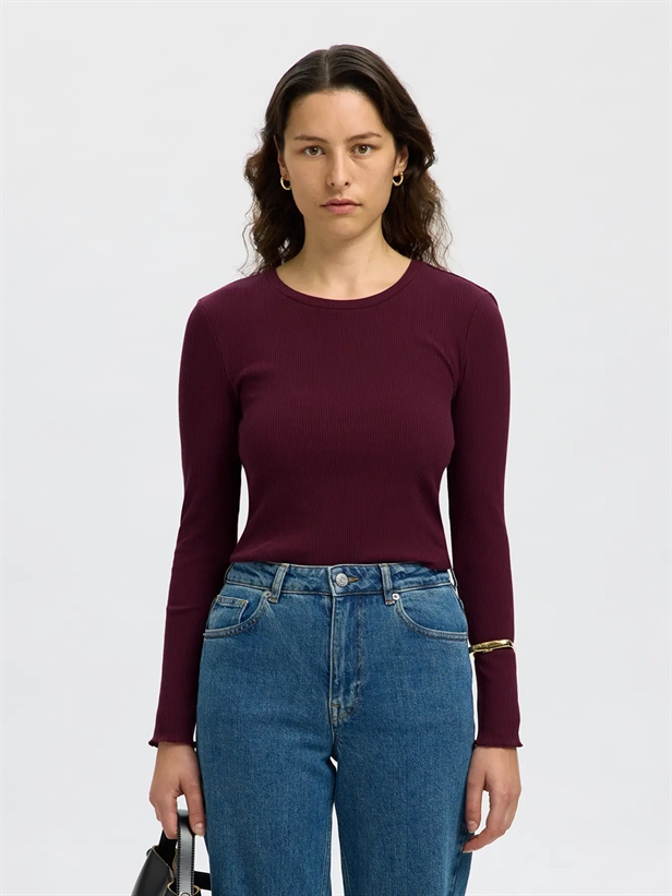 Selected Femme SlfAnna LS Crew Neck Tee Fig