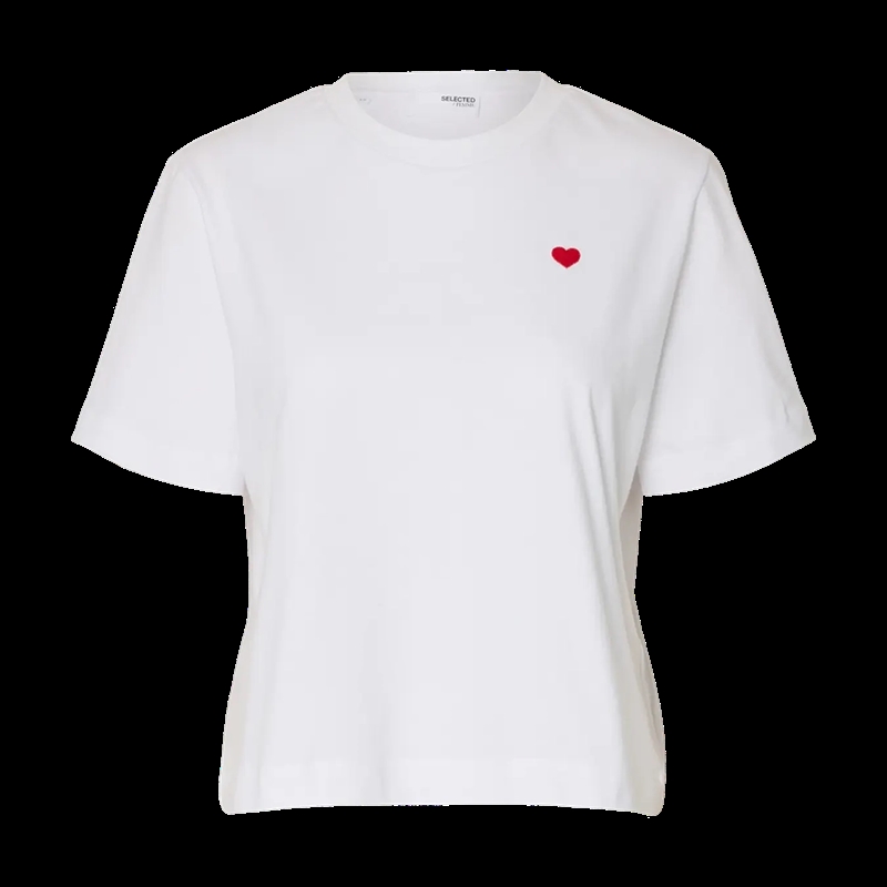 Selected Femme SlfElla SS EMB Boxy Tee FT Red Heart