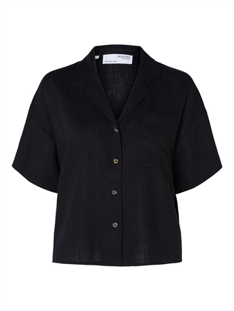 Selected Femme SlfEloisa SS Cropped Shirt Black