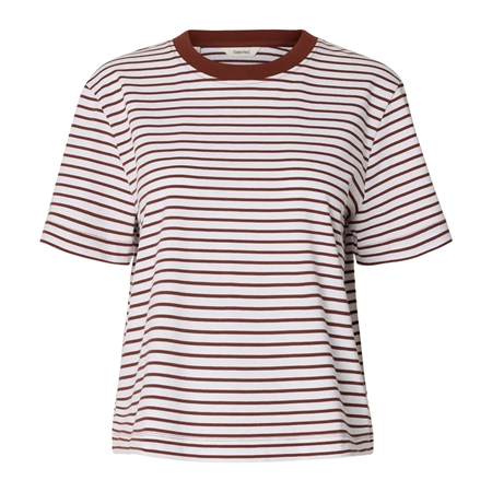 Selected Femme SlwEssential SS Striped Boxy Tee Cherry Mahogany