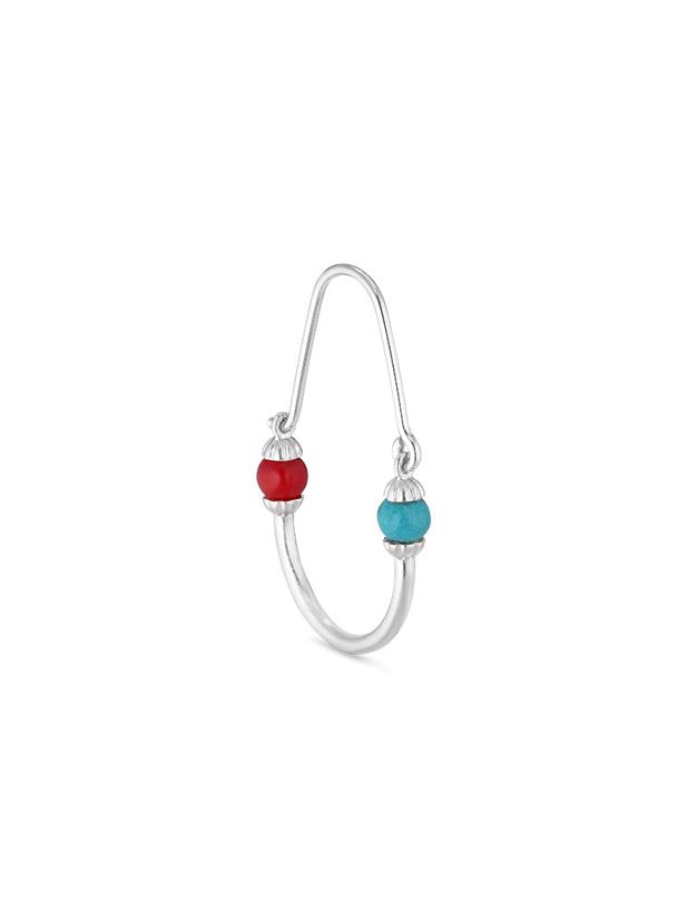 Splash Oval Creole with turquoise and coral, silver