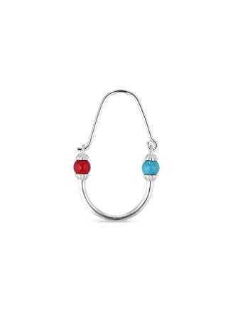 Jane Kønig Splash Oval Creole with turquoise and coral Silver