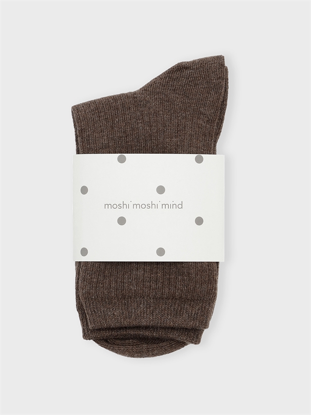 Moshi Moshi Mind Story Rib Socks brown melange