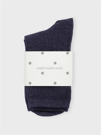 Moshi Moshi Mind Story Rib Socks navy melange