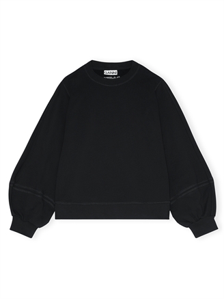 Ganni T2921 Puff Sleeve Sweatshirt Black