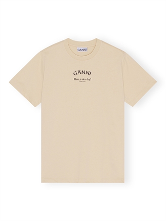 Ganni T3531 Basic Jersey Ganni Relaxed T-shirt Pale Khaki