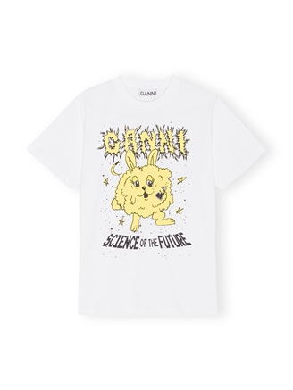 Ganni T3637 Basic Jersey Yellow Bunny Relaxed T-shirt Bright White