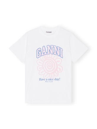 Ganni T3716 Basic Jersey Flower Relaxed T-shirt Bright White