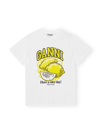 Ganni T3768 Basic Jersey Lemon Relaxed T-shirt Bright White