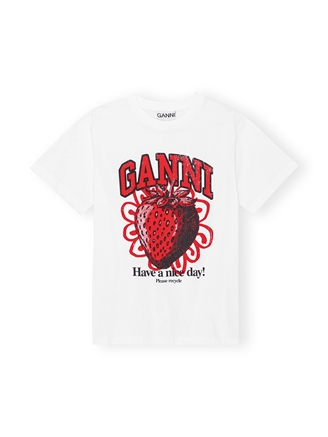 Ganni T3892 Basic Jersey Strawberry Relaxed T-shirt Bright White