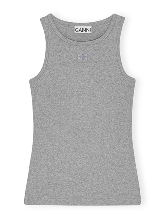 Ganni T3933 Soft Cotton Rib Tank Top Paloma Melange