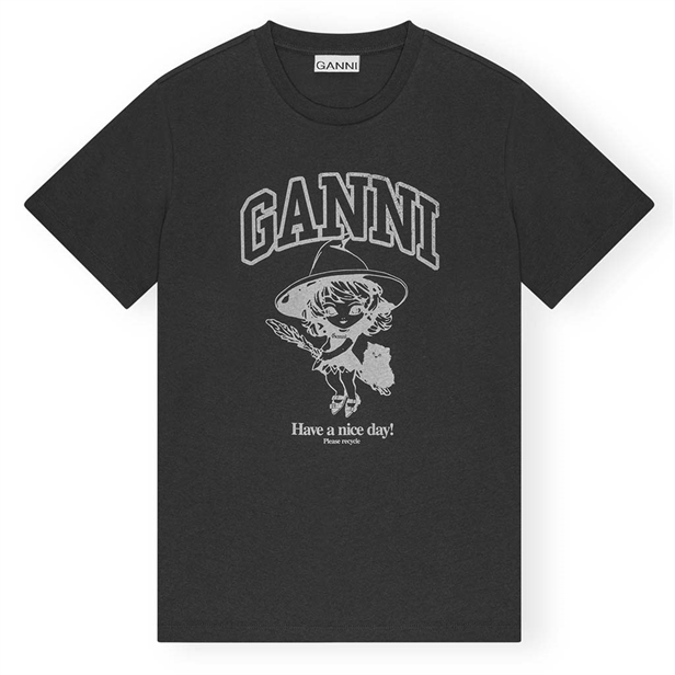 Ganni T4138 Basic Cotton Witch Relaxed T-shirt Phantom