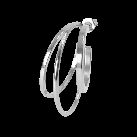 Jane Kønig Triple Olympia Hoop venstre ørering i stainless steel sølv hos MAAK Shop - model TOH-SS26-SS-S
