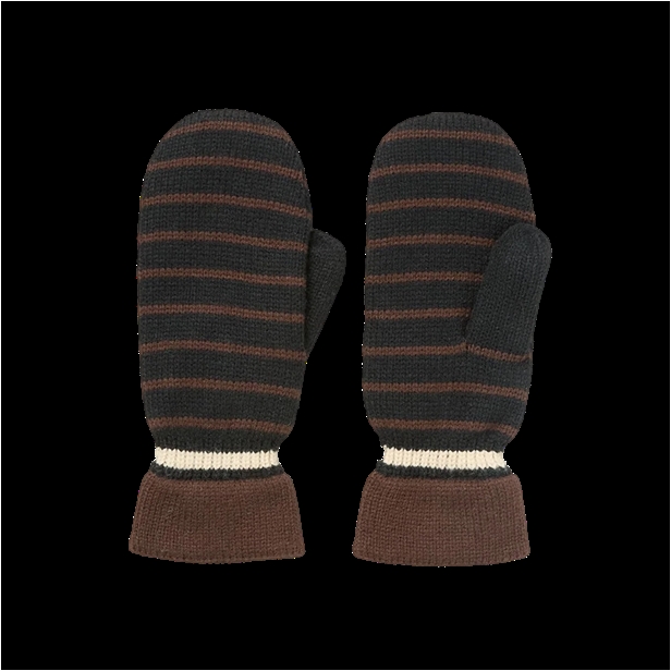 Becksöndergaard Thin Striped Emerald Mittens Black