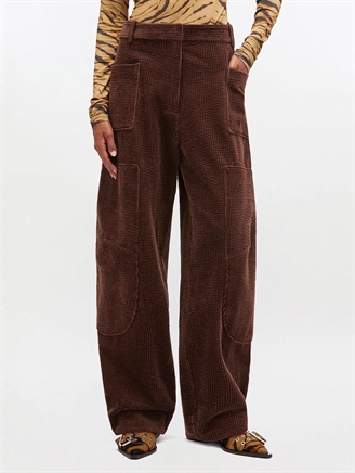 Ganni W0767 Seersucker Corduroy Pants Chicory Coffee