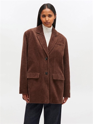 Ganni W0769 Seersucker Corduroy Blazer Chicory Coffee